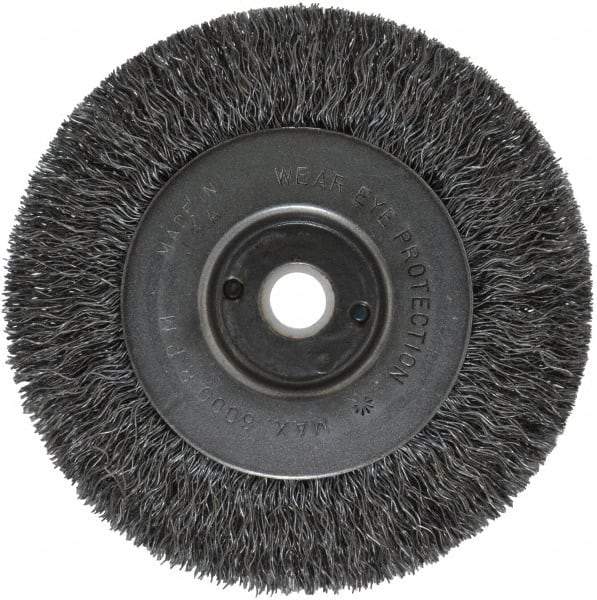 Anderson - 4" OD, 1/2" Arbor Hole, Crimped Steel Wheel Brush - 11/32" Face Width, 13/16" Trim Length, 0.0118" Filament Diam, 6,000 RPM - Exact Tool & Supply