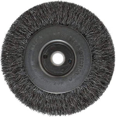 Anderson - 4" OD, 1/2" Arbor Hole, Crimped Steel Wheel Brush - 11/32" Face Width, 13/16" Trim Length, 0.0118" Filament Diam, 6,000 RPM - Exact Tool & Supply