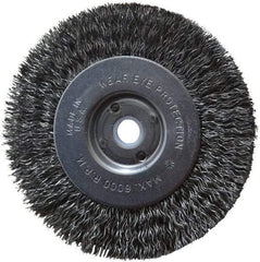 Anderson - 4" OD, 1/2" Arbor Hole, Crimped Steel Wheel Brush - 11/32" Face Width, 13/16" Trim Length, 0.014" Filament Diam, 6,000 RPM - Exact Tool & Supply