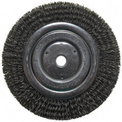 Anderson - 6" OD, 5/8" Arbor Hole, Crimped Steel Wheel Brush - 1/2" Face Width, 1-1/16" Trim Length, 0.014" Filament Diam, 6,000 RPM - Exact Tool & Supply
