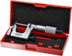 Starrett - 0 to 1 Inch Range, Carbide Face, Satin Chrome Coated, Mechanical Multi Anvil Micrometer - Ratchet Stop Thimble, 0.001 Inch Graduation, 0.0002 Inch Accuracy - Exact Tool & Supply