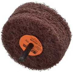 Standard Abrasives - 3" Diam, Medium Mounted Scrubber Buffing Wheel - 3 Ply, Medium Grade, 1/4" Shank Diam, 8,000 RPM - Exact Tool & Supply