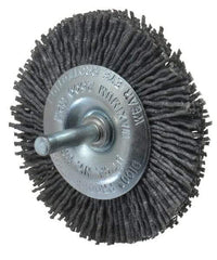 Dico - 3" OD, 1/4" Shank Diam, Crimped Nylon Wheel Brush - 3/8" Face Width - Exact Tool & Supply