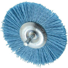 Dico - 4" OD, 1/4" Shank Diam, Crimped Nylon Wheel Brush - 3/8" Face Width - Exact Tool & Supply