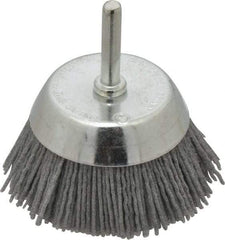 Dico - 2-1/2" Diam, 1/4" Shank Diam, Nylon Fill Cup Brush - Aluminum Oxide Abrasive Material, 0.05 Wire Diam - Exact Tool & Supply