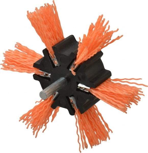 Dico - 4" OD, 1/4" Shank Diam, Nylon Wheel Brush - 1/4" Shank, 120 Grit - Exact Tool & Supply