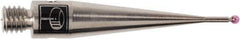 Renishaw - 0.0394 Inch Ball Diameter, Stainless Steel Stem, M3 Thread, Ruby Point Ball Tip CMM Stylus - 0.1575 Inch Working Length, 0.028 Inch Stem Diameter, 0.8268 Inch Overall Length - Exact Tool & Supply