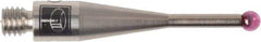 Renishaw - 0.0787 Inch Ball Diameter, Stainless Steel Stem, M3 Thread, Ruby Point Ball Tip CMM Stylus - 0.378 Inch Working Length, 0.05 Inch Stem Diameter, 0.8268 Inch Overall Length - Exact Tool & Supply