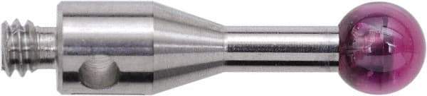 Renishaw - 0.1181 Inch Ball Diameter, Stainless Steel Stem, M2 Thread, Ruby Point Ball Tip CMM Stylus - 0.2756 Inch Working Length, 0.0591 Inch Stem Diameter, 0.3937 Inch Overall Length - Exact Tool & Supply