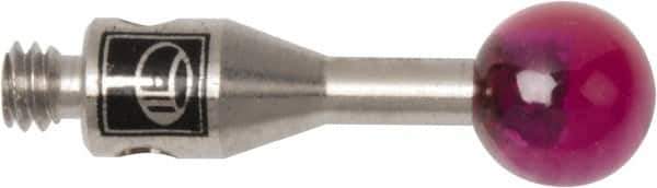 Renishaw - 0.1575 Inch Ball Diameter, Stainless Steel Stem, M2 Thread, Ruby Point Ball Tip CMM Stylus - 0.3937 Inch Working Length, 0.0591 Inch Stem Diameter, 0.3937 Inch Overall Length - Exact Tool & Supply