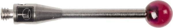 Renishaw - 0.1575 Inch Ball Diameter, Stainless Steel Stem, M2 Thread, Ruby Point Ball Tip CMM Stylus - 0.7874 Inch Working Length, 0.0591 Inch Stem Diameter, 0.7874 Inch Overall Length - Exact Tool & Supply