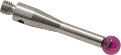 Renishaw - 0.1575 Inch Ball Diameter, Stainless Steel Stem, M3 Thread, Ruby Point Ball Tip CMM Stylus - 0.6772 Inch Working Length, 0.0984 Inch Stem Diameter, 0.8268 Inch Overall Length - Exact Tool & Supply