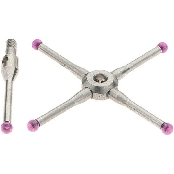 Renishaw - 0.08 Inch Ball Diameter, Stainless Steel Stem, M2 Thread, Ruby Point Ball Tip CMM Stylus - 0.4724 Inch Working Length, 0.05 Inch Stem Diameter, 19.2 mm Overall Length - Exact Tool & Supply