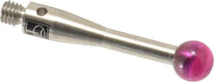 Renishaw - 0.1969 Inch Ball Diameter, Stainless Steel Stem, M3 Thread, Ruby Point Ball Tip CMM Stylus - 0.8268 Inch Working Length, 0.0984 Inch Stem Diameter, 0.8268 Inch Overall Length - Exact Tool & Supply