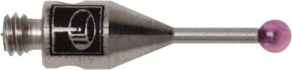 Renishaw - 0.0591 Inch Ball Diameter, Stainless Steel Stem, M2 Thread, Ruby Point Ball Tip CMM Stylus - 0.1772 Inch Working Length, 0.028 Inch Stem Diameter, 0.3937 Inch Overall Length - Exact Tool & Supply