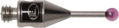 Renishaw - 0.0591 Inch Ball Diameter, Stainless Steel Stem, M2 Thread, Ruby Point Ball Tip CMM Stylus - 0.1772 Inch Working Length, 0.028 Inch Stem Diameter, 0.3937 Inch Overall Length - Exact Tool & Supply