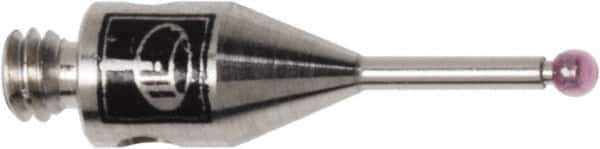 Renishaw - 0.0394 Inch Ball Diameter, Stainless Steel Stem, M2 Thread, Ruby Point Ball Tip CMM Stylus - 0.1772 Inch Working Length, 0.028 Inch Stem Diameter, 0.3937 Inch Overall Length - Exact Tool & Supply