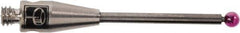 Renishaw - 0.0591 Inch Ball Diameter, Carbide Stem, M2 Thread, Ruby Point Ball Tip CMM Stylus - 1/2 Inch Working Length, 0.0394 Inch Stem Diameter, 0.7874 Inch Overall Length - Exact Tool & Supply