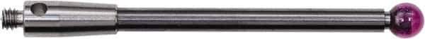 Renishaw - 0.1181 Inch Ball Diameter, Carbide Stem, M2 Thread, Ruby Point Ball Tip CMM Stylus - 1-1/16 Inch Working Length, 0.0787 Inch Stem Diameter, 1.1811 Inch Overall Length - Exact Tool & Supply