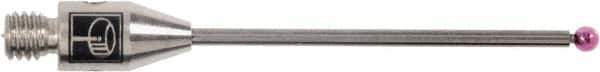 Renishaw - 0.0591 Inch Ball Diameter, Carbide Stem, M3 Thread, Ruby Point Ball Tip CMM Stylus - 0.8858 Inch Working Length, 0.0394 Inch Stem Diameter, 0.7874 Inch Overall Length - Exact Tool & Supply