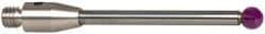 Renishaw - 0.0984 Inch Ball Diameter, Carbide Stem, M3 Thread, Ruby Point Ball Tip CMM Stylus - 1/2 Inch Working Length, 0.0787 Inch Stem Diameter, 0.7953 Inch Overall Length - Exact Tool & Supply