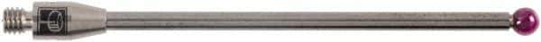 Renishaw - 0.1181 Inch Ball Diameter, Carbide Stem, M3 Thread, Ruby Point Ball Tip CMM Stylus - 1.7205 Inch Working Length, 0.0787 Inch Stem Diameter, 1.9685 Inch Overall Length - Exact Tool & Supply