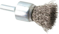 Anderson - 3/4" Brush Diam, Crimped, End Brush - 1/4" Diam Shank, 22,000 Max RPM - Exact Tool & Supply