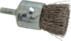 Anderson - 1" Brush Diam, Crimped, End Brush - 1/4" Diam Shank, 22,000 Max RPM - Exact Tool & Supply