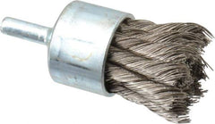 Anderson - 1-1/8" Brush Diam, Knotted, End Brush - 1/4" Diam Shank, 22,000 Max RPM - Exact Tool & Supply
