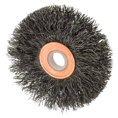 Anderson - 2-1/2" OD, 1/2" Arbor Hole, Crimped Steel Wheel Brush - 1/4" Face Width, 3/4" Trim Length, 0.0118" Filament Diam, 20,000 RPM - Exact Tool & Supply