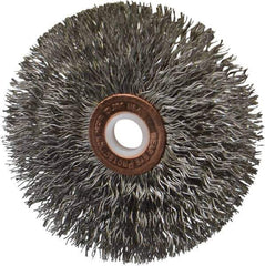 Anderson - 3" OD, 1/2" Arbor Hole, Crimped Stainless Steel Wheel Brush - 1/4" Face Width, 1" Trim Length, 0.014" Filament Diam, 20,000 RPM - Exact Tool & Supply