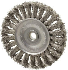 Anderson - 4" OD, 1/2" Arbor Hole, Knotted Stainless Steel Wheel Brush - 1/2" Face Width, 1" Trim Length, 0.014" Filament Diam, 20,000 RPM - Exact Tool & Supply