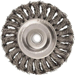 Anderson - 4" OD, 1/2" Arbor Hole, Knotted Stainless Steel Wheel Brush - 1/2" Face Width, 1" Trim Length, 0.02" Filament Diam, 20,000 RPM - Exact Tool & Supply