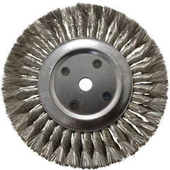 Anderson - 8" OD, 5/8" Arbor Hole, Knotted Stainless Steel Wheel Brush - 5/8" Face Width, 1-3/4" Trim Length, 0.012" Filament Diam, 6,000 RPM - Exact Tool & Supply