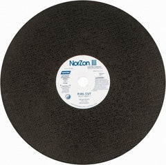Norton - 16" 30 Grit Zirconia Alumina Cutoff Wheel - 1/8" Thick, 1" Arbor, 4,800 Max RPM, Use with Electric & Gas Powered Saws - Exact Tool & Supply
