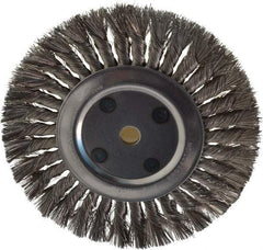 Anderson - 8" OD, 5/8" Arbor Hole, Knotted Stainless Steel Wheel Brush - 5/8" Face Width, 1-3/4" Trim Length, 0.016" Filament Diam, 6,000 RPM - Exact Tool & Supply
