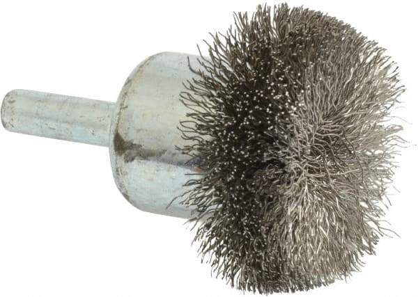 Anderson - 1-1/2" Brush Diam, Crimped, Flared End Brush - 1/4" Diam Shank, 20,000 Max RPM - Exact Tool & Supply