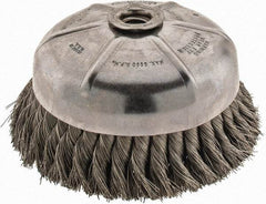 Anderson - 6" Diam, 5/8-11 Threaded Arbor, Stainless Steel Fill Cup Brush - 0.014 Wire Diam, 1-3/8" Trim Length, 6,600 Max RPM - Exact Tool & Supply