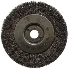 Anderson - 4" OD, 1/2" Arbor Hole, Crimped Stainless Steel Wheel Brush - 11/32" Face Width, 13/16" Trim Length, 0.0104" Filament Diam, 6,000 RPM - Exact Tool & Supply