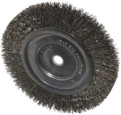 Anderson - 6" OD, 1/2" Arbor Hole, Crimped Stainless Steel Wheel Brush - 1/2" Face Width, 1-1/16" Trim Length, 0.0104" Filament Diam, 6,000 RPM - Exact Tool & Supply