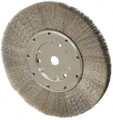 Anderson - 8" OD, 5/8" Arbor Hole, Crimped Stainless Steel Wheel Brush - 1/2" Face Width, 1-13/16" Trim Length, 0.006" Filament Diam, 4,500 RPM - Exact Tool & Supply