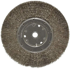 Anderson - 8" OD, 5/8" Arbor Hole, Crimped Stainless Steel Wheel Brush - 1/2" Face Width, 1-13/16" Trim Length, 0.0104" Filament Diam, 4,500 RPM - Exact Tool & Supply