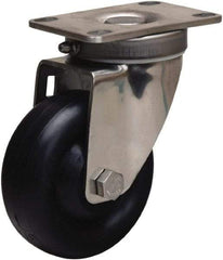 Hamilton - 3-1/2" Diam x 1-3/8" Wide x 4-7/8" OAH Top Plate Mount Swivel Caster - Polyolefin, 260 Lb Capacity, Plain Bore Bearing, 2-3/8 x 3-5/8" Plate - Exact Tool & Supply
