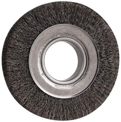 Anderson - 6" OD, 2" Arbor Hole, Crimped Steel Wheel Brush - 1" Face Width, 1-1/8" Trim Length, 0.0118" Filament Diam, 6,000 RPM - Exact Tool & Supply