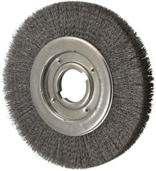 Anderson - 10" OD, 2" Arbor Hole, Crimped Steel Wheel Brush - 1-1/4" Face Width, 2" Trim Length, 0.0118" Filament Diam, 3,600 RPM - Exact Tool & Supply