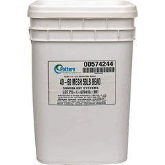 Made in USA - Coarse/Medium Grade Smooth Glass Bead - 40 to 60 Grit, 50 Lb Pail - Exact Tool & Supply