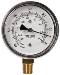 Gast - 1/4" NPT Vacuum Gauge - 0-60 psi Pressure, 0-150 Millibars - Exact Tool & Supply