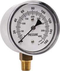 Gast - 1/4" NPT psi Pressure Gauge - 0-60 psi Pressure, 0-400 Millibars - Exact Tool & Supply
