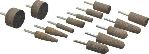 Grier Abrasives - 14 Piece Aluminum Oxide Resinoid Abrasive Point Set - Includes Shapes A1, A11, A3, W189, W208, W222 & W242 - Exact Tool & Supply
