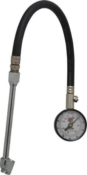 Acme - 0 to 160 psi Dial Dual Tire Pressure Gauge - Closed Check, 12' Hose Length - Exact Tool & Supply